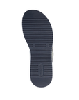 Blue line pattern treaded outsole with Remonte logo stamped on heel.