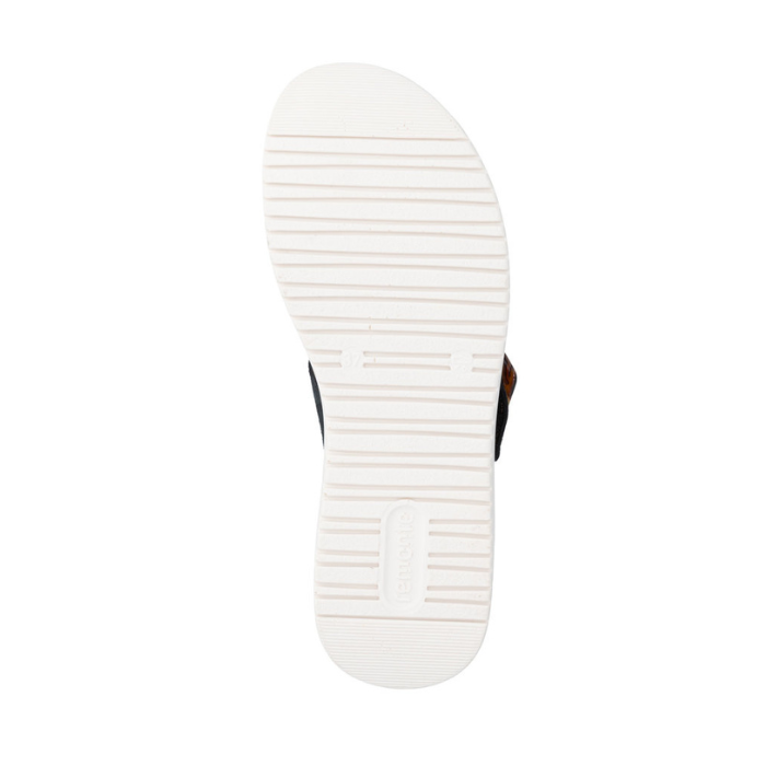 White line treaded sandal outsole with Remonte logo on heel.