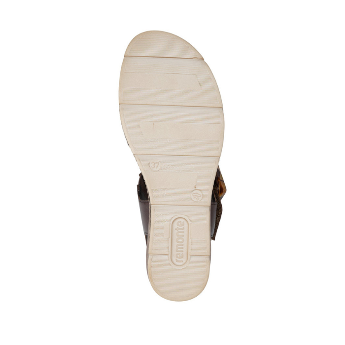 Off-white light treaded outsole with Remonte logo on heel.