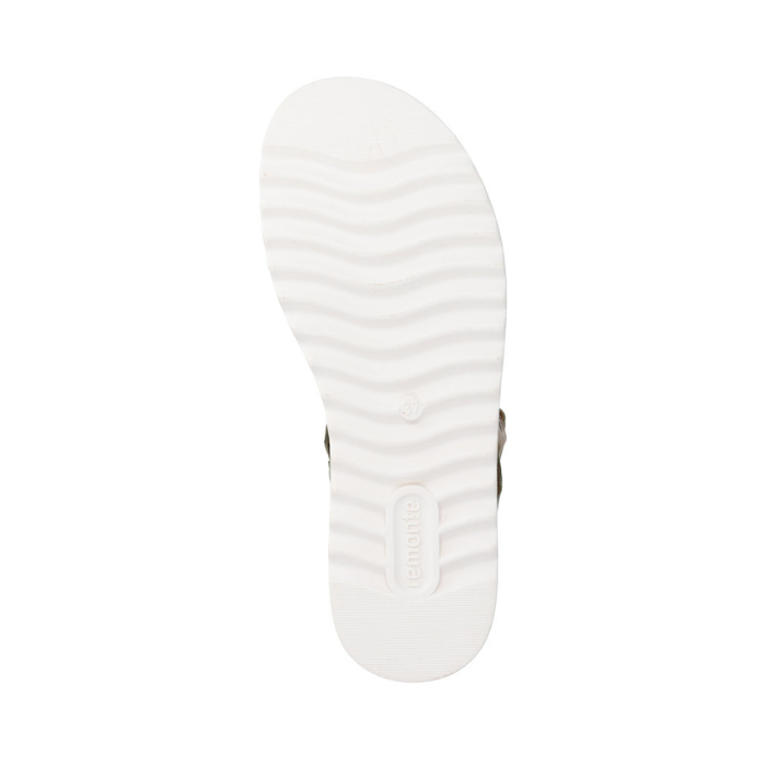 White wave pattern treaded outsole with Remote logo on heel.