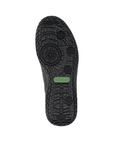 Black deep treaded outsole with green Remonte logo stamped in middle