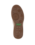 Brown deep treaded outsole with green Remonte logo stamped in middle