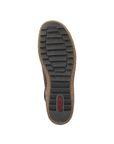 Black line treaded outsole with red Rieker logo stamped on heel.