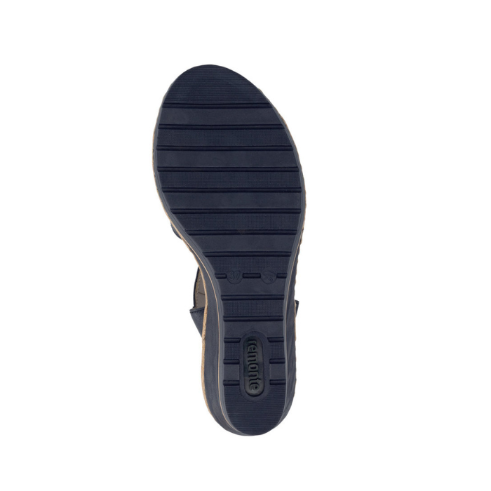 Blue line tread pattern outsole with Remonte logo on heel.