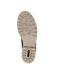 Tan outsole with deep tread and green Remonte logo on heel.