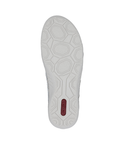 Geometric treaded outsole with red Rieker logo.