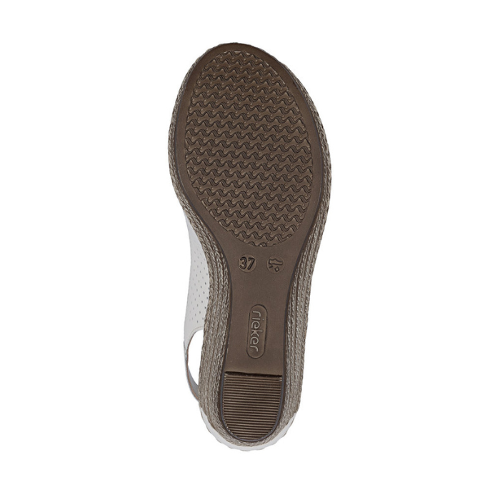 Light treaded brown outsole with Rieker logo on heel.