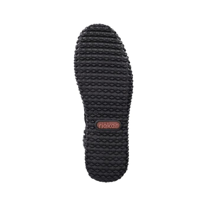 Black outsole with red Rieker logo in center.