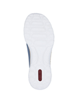 White light treaded outsole with red Rieker logo stamped in heel.