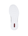 White light treaded outsole with red Rieker logo on heel.
