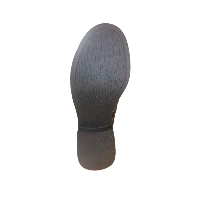 Light bark pattern tread on outsole with low block heel.