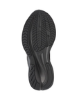 Outsole of a black walking shoe with light textured tread pattern.