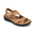 Backstrap Sandal in tan leather with Velcro straps and tan Taos logo'd footbed and black outsole.