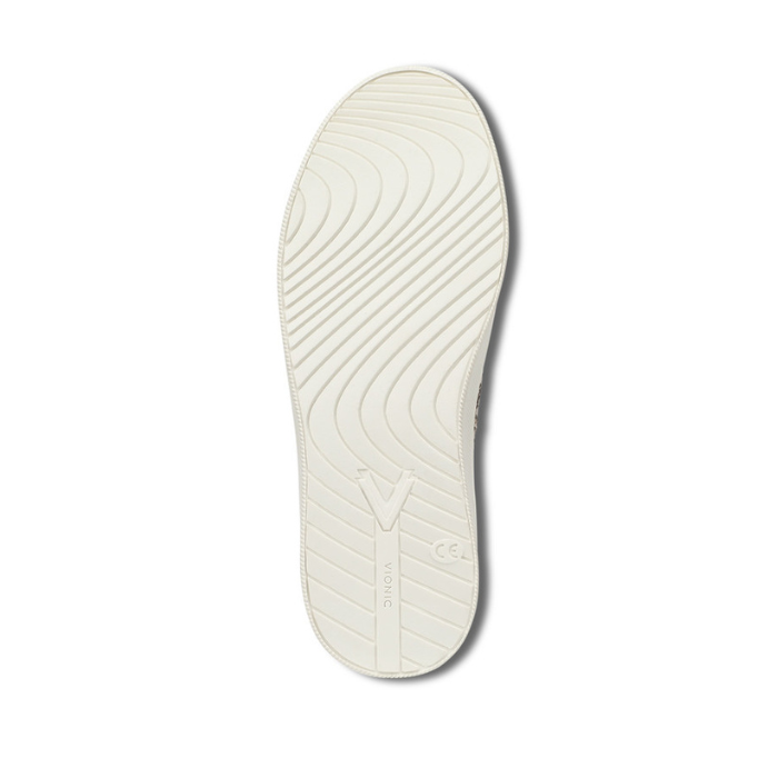White wave patterned outsole with Vionic logo on heel.