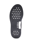 The black rubber outsole of a ZIERA shoe with a textured tread pattern in triangular cutouts and the brand name 'ZIERA' printed vertically in white.