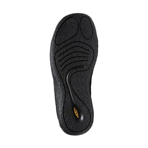 Black outsole with yellow KEEN logo on heel.