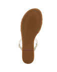 Light treaded low wedge outsole with size stamped in middle.