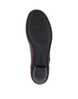 Black shoe outsole with 'Rieker' logo stamped near heel