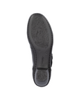 Black light treaded outsole with Rieker logo stamped near heel.