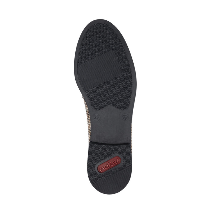 Black outsole with light tread and red Rieker logo on heel.