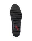 Black line treaded outsole with red rieker logo on heel.