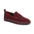 Leather penny Loafer in cherry suede with cherry colour lugged outsole.