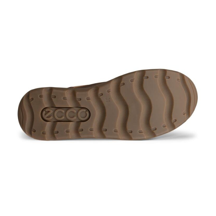 Brown wave pattern tread with Ecco logo stamped at heel.