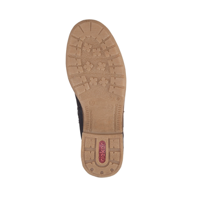 Tan boot outsole with Rieker logo on heel.