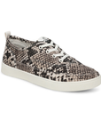 Snake print casual sneaker with white laces and white outsole. 