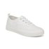 White casual sneaker with white elastic laces, and white outsole. 