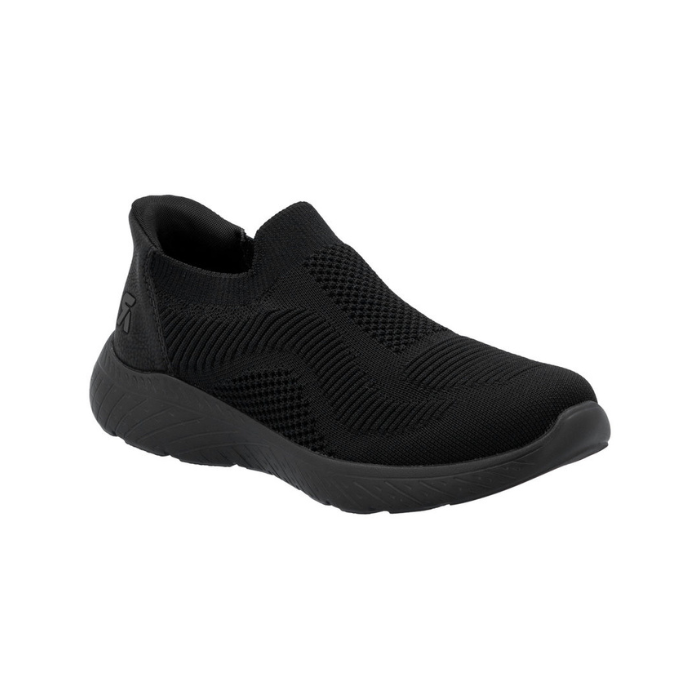 Black slip on mesh sneaker with black rubber outsole