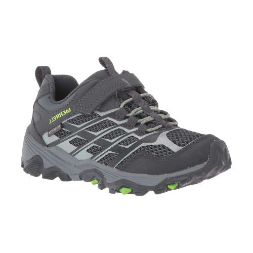 Grey Merrell sneaker with faux lace and velcro strap