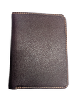 Dark brown slim rectangle bi-fold wallet.