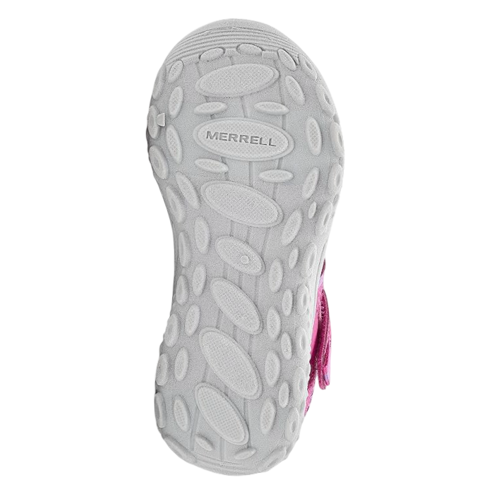 Light grey treaded outsole with Merrell logo stamped in.