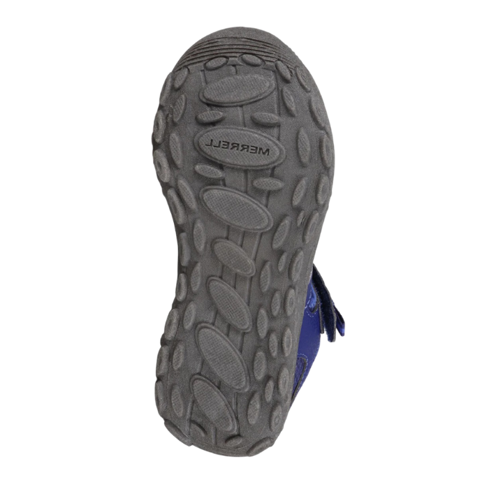 Grey treaded outsole with Merrell logo stamped in.