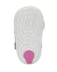 White outsole with soft motion technology tread and pink Stride Rite logo on heel.