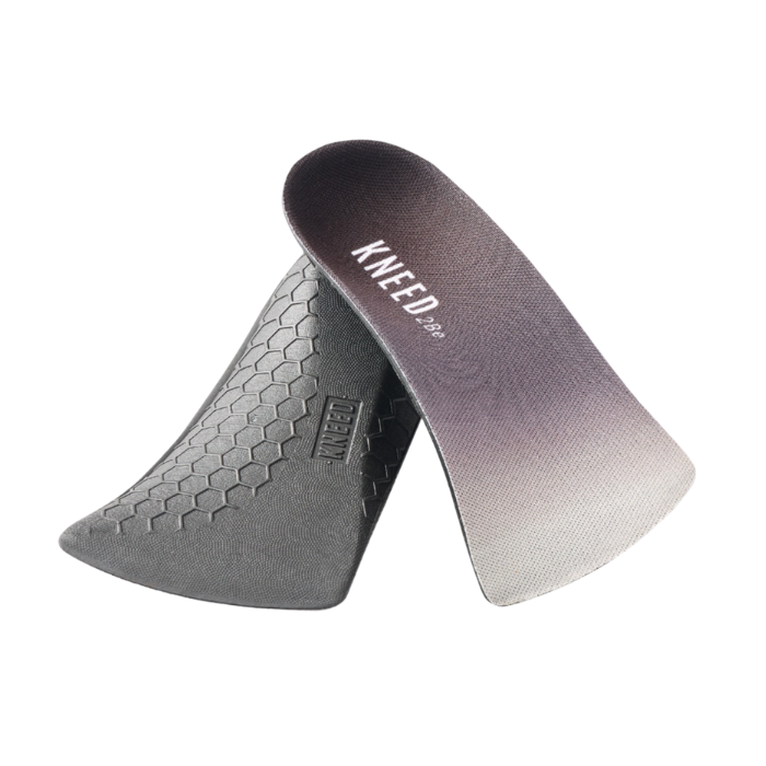 Grey  ombre 3/4 insoles with "Kneed2be" text at heel.