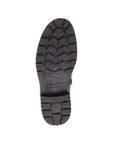 Black treaded outsole with deep lugs and Blondo logo stamped in middle.