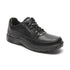 Midland Lace-Up in black. Black leather upper with apron toe stitching. Laces, midsole, and outsole are all black. 