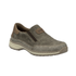 Brown slip-on shoe with dark brown accents and detail stitching.
