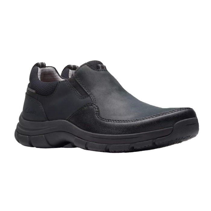 Black slip-on shoe with a thick outsole