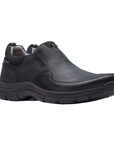 Black slip-on shoe with a thick outsole