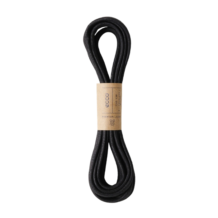 Black flat laces in a brown paper wrap.
