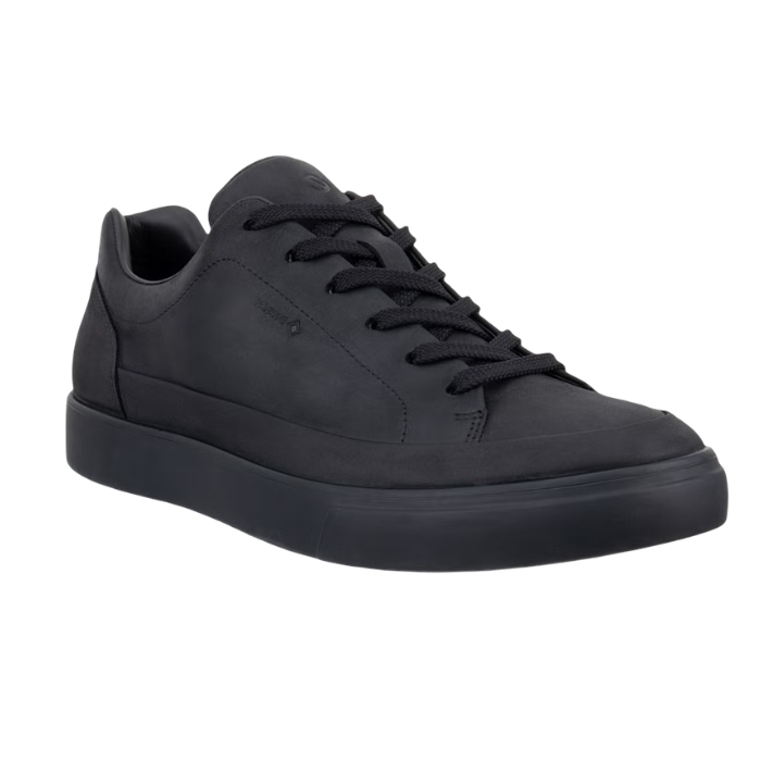A low-top casual sneaker with a black matte finish, black laces, and a black outsole.