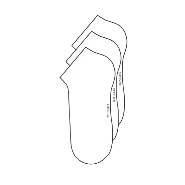 Outline of 3 white ankle socks
