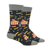 Black socks with grey cuff, heel and toe caps with Canada flag stuck in poutine bowls with fries and cheese curds sprinkled around.