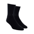 Pair of ribbed black crew socks.