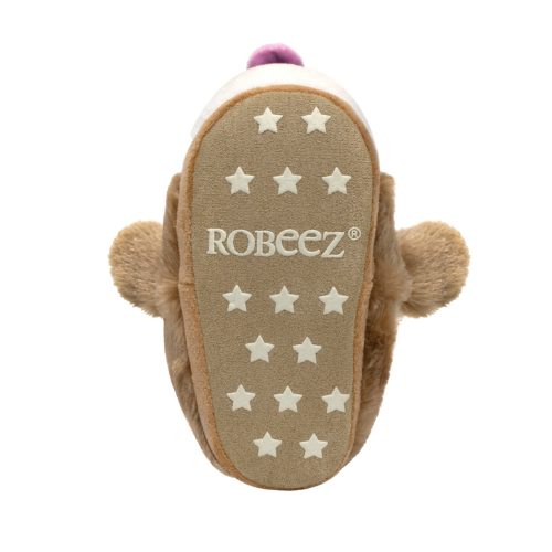 Robeez beige suede outsole with star pattern and visible brand logo.