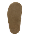 Brown suede outsole with Robeez logo at heel.