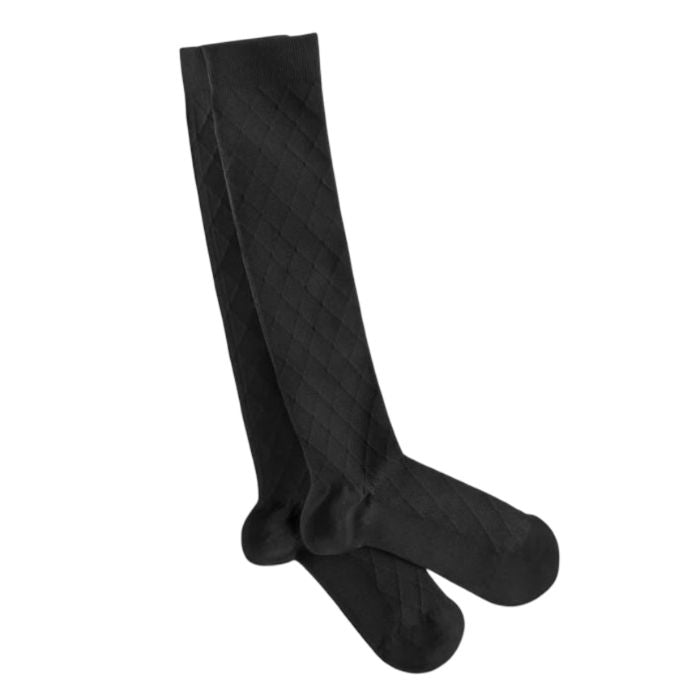 Black pair of compression knee high socks.